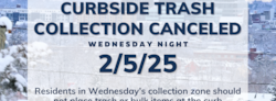 Curbside Trash Collection Cancelled Wednesday, February 5th 2025