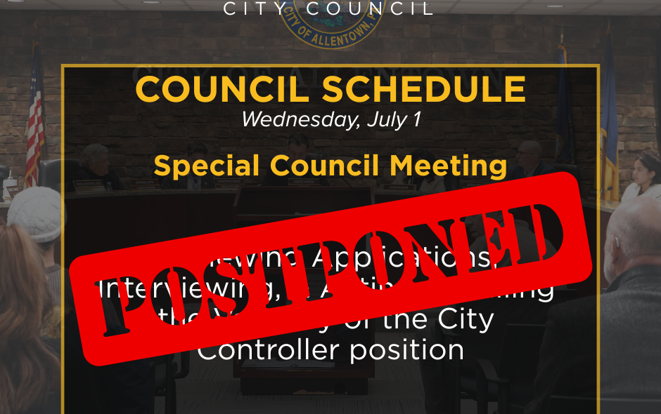 Notice: City Controller Interview Meeting Postponed