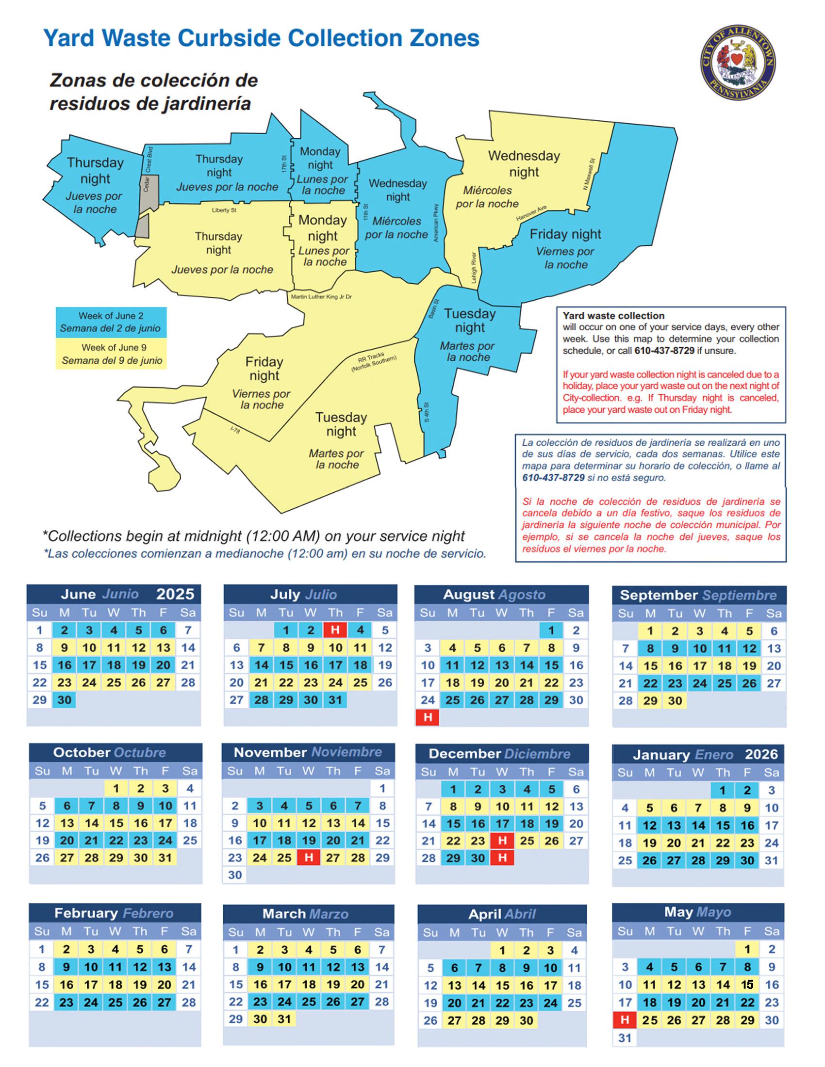 ガベージタイムGARBAGE TIME 1.2.3.4QUARTER　各１BOX 2025 Recycling and Yard Waste Calendar - Muskegon Township