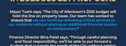 Allentown's Property Tax Rates Will Not Be Raised in 2025 Budget Proposal