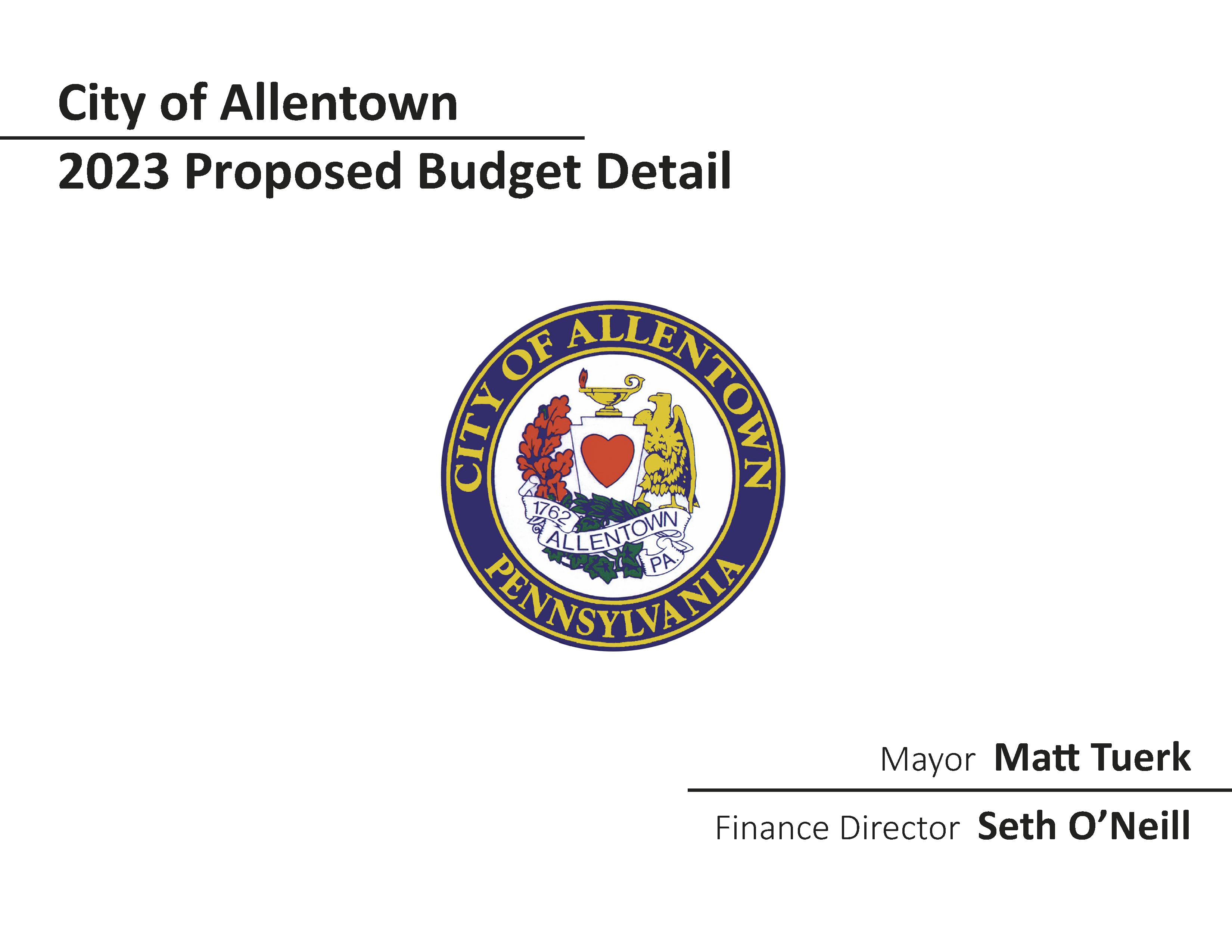 2023 Proposed Budget Detail cover